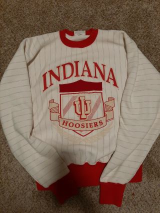Vintage 90s Indiana Hoosiers Ncaa Sweatshirt Xl Red White Striped Stripes