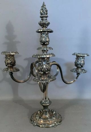 Lg Antique Art Nouveau Centerpiece Silver Plate Georgian Candelabra Candlestick