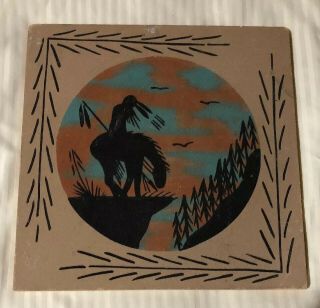 Indian Navajo Native American Sand Painting Art The End Of The Trail Sunset