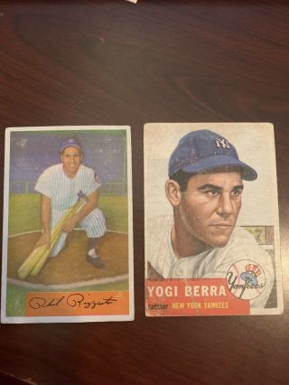 Vintage Ny Yankee Baseball Cards - Yogi Berra And Phil Rizzuto 1950 