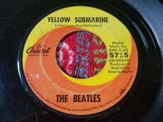 The Beatles 45 Record Yellow Submarine,  1969 Capitol " Subsidiary.  " Black Print