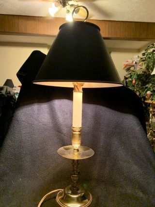 Vintage Baldwin Brass Candlestick Table/piano Lamp W/brass Tole Shade 21” Tall