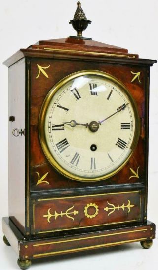 Antique English Regency 8 Day Single Fusee Timepiece Inlaid Mantel Bracket Clock 2