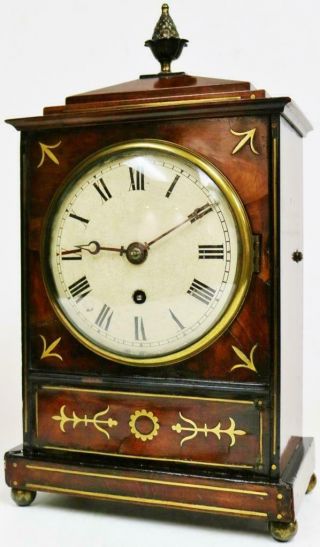 Antique English Regency 8 Day Single Fusee Timepiece Inlaid Mantel Bracket Clock 3