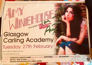 Amy Winehouse Hand Signed Concert Poster (glasgow 2007) Autograph