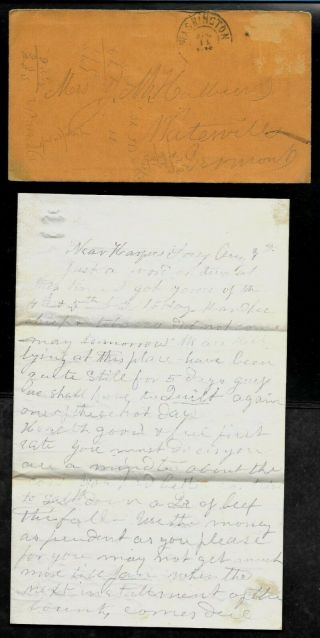 August 1864 Civil War Cover,  Letter " Near Harpers Ferry " To Waterville Vermont