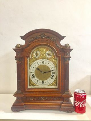 Stunning Rare Antique Lenzkirch Burr Walnut Cased Bracket Clock 5 Gongs C1900