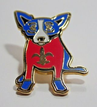 George Rodrigue Blue Dog Pin Red Jersey Saints Lapel Pin Tie Tack