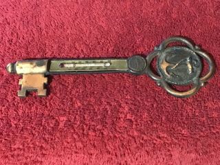 8” Long Antique Brass Skeleton Key Thermometer: S.  S.  Admiral On The Mississippi