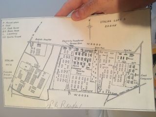Great Escape Australian Pilot Paul Royle Signed Stalag Luft Iii Map - 57 Out