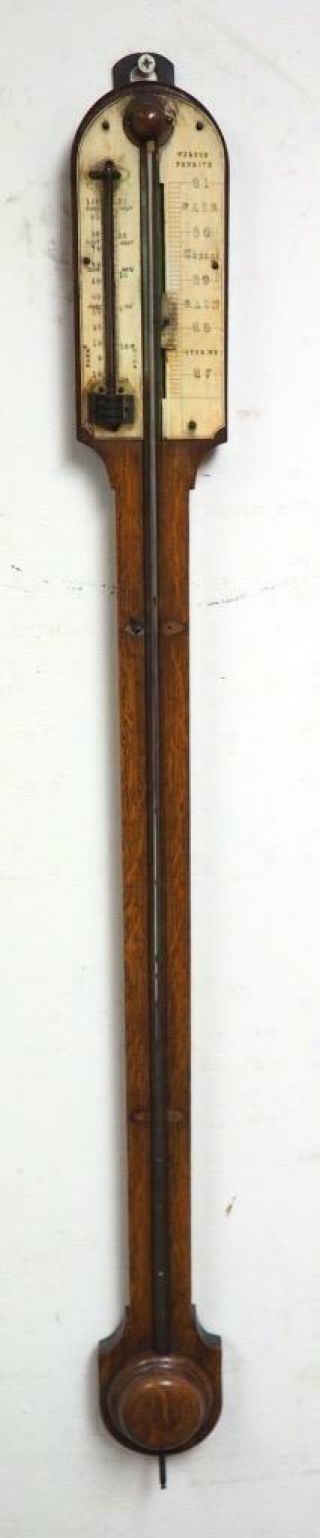 Good Antique English Stick Wall Barometer By Wilson Of Penrith C1850