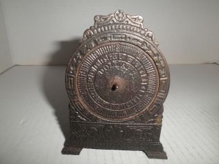 Neat Old Cast Iron Clock With Moveable Hands Still Bank C.  1890 