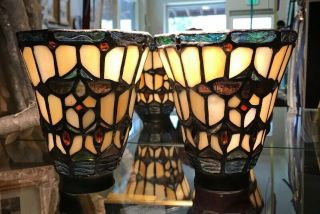 Spectrum Tiffany - Style Stained Glass Wall Or Lamp Sconces Set Of 2