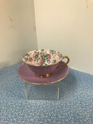 Vintage " Shelly " Fine Bone China Chintz Print Tea Cup And Sauser