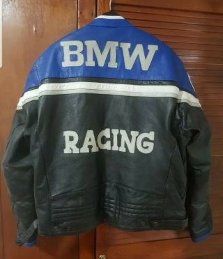 Vintage Rare BMW RACING motorbike JACKET Real Leather XXL BIKER XL MENS club car 2
