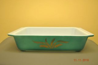 Vintage Pyrex Green Wheat Promotional Space Saver Casserole Dish 1960 No Lid 575