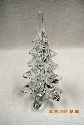 Vintage Clear Glass Christmas Tree 6 1/2 " Tall
