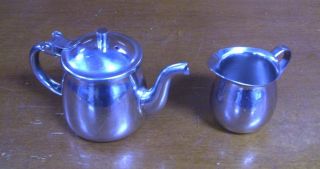 Vintage Brandware Stainless Steel 18 - 8 Mini 4 " Tea Pot & 2.  5 " Creamer Cup Set