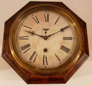 Antique Waterbury Clock Co.  8 Day Marine Lever Gallery Ships Wall Clock