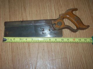 Vintage Henry Disston & Sons 10 Inch Back Saw - Both Back & Blade Have Logos