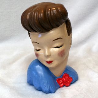 Vintage Hand - Painted Ceramic Victorian Lady Bust