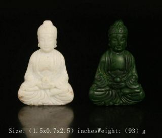 2 Ancient Chinese Jade Pendant Statue Guanyin Bodhisattva Spiritual Old Gift