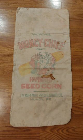 Vintage Muncy - Chief Hybrid Seed Corn Sack,  Hoffman Seed & Grain Co,  Muncy,  Pa