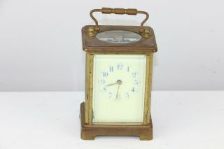 Antique French Brass Key Wind Carriage Clock -