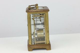 ANTIQUE FRENCH BRASS KEY WIND CARRIAGE CLOCK - 3