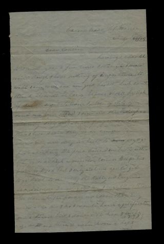 Confederate Civil War Letter - 7th Virginia Cavalry " Laurel Brigade " Great Find