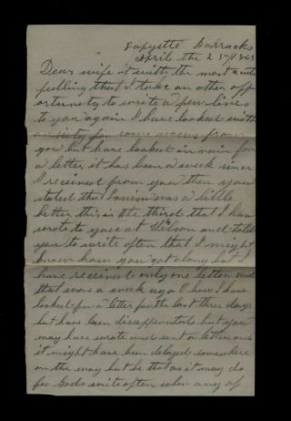 Civil War Letter - 151st York Infantry From Lafayette Barracks In Baltimore