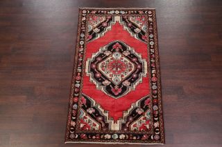 Vintage RED Geometric Malayer Oriental Area Rug Hand - Knotted WOOL 4x7 3