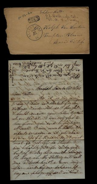 Civil War Letter - 1st Jersey Light Artillery Expecting Battle In Virginia