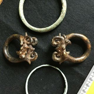 antique DAYAK bronze earrings bracelets BORNEO SUMATRA INDONESIA ethno jewllery 3
