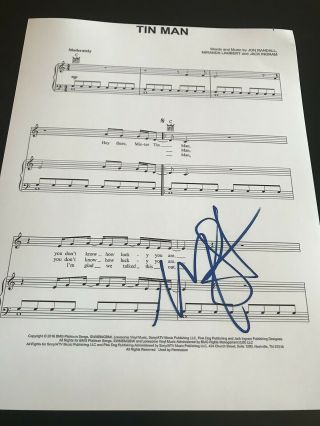 Miranda Lambert Signed Autograph Sheet Music Tin Man Words And Lyrics Rare