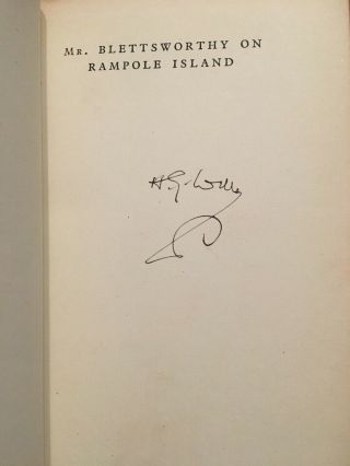 H.  G.  Wells Signed Book “mr.  Blettsworthy On Rampole Island” Famed Author