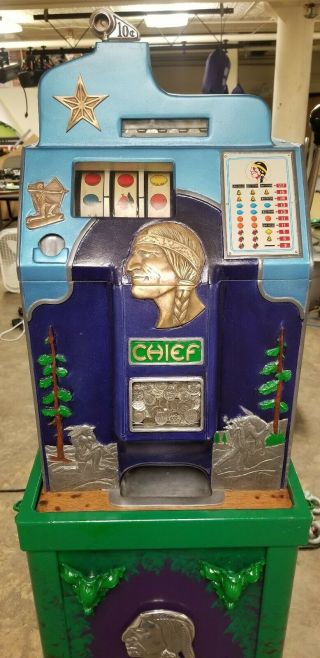 Jennings Lone Star 10 Cent Slot Machine & Stand.  Mills Pace Walting.