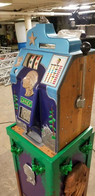 Jennings Lone Star 10 Cent Slot Machine & Stand.  Mills Pace Walting. 2