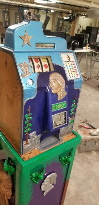 Jennings Lone Star 10 Cent Slot Machine & Stand.  Mills Pace Walting. 3