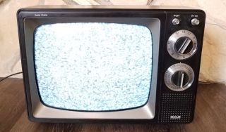 Vintage Rca Solid State Television Tv Retro Dial Knob Portable 12” Wood Grain