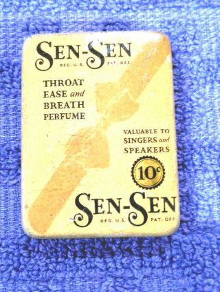 Vintage Tin Sen - Sen Throat Ease Breath Perfume Valuable To Singers,  Speakers.