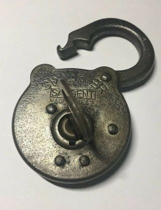 B - Vintage Antique Sargent Six 6 Lever Padlock Lock With Key