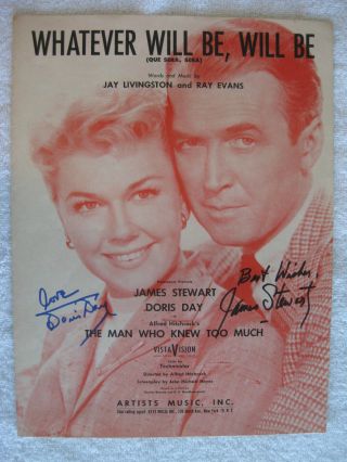 James Stewart & Doris Day - Rare Autographed 1955 Sheet Music Hand Signed By Both