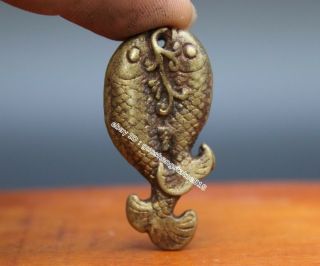 4.  5 Cm China Pure Bronze Copper Double Carp Fish Animal Amulet Pendant Necklace