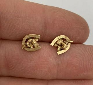 9ct Gold Lucky Horse Shoe Vintage Stud Earrings 3