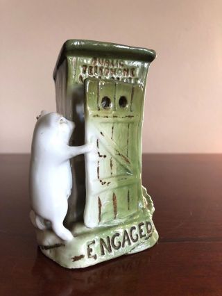 Antique German Fairing Pig Figurine Outhouse Signed Germany Vintage Engaged Rare
