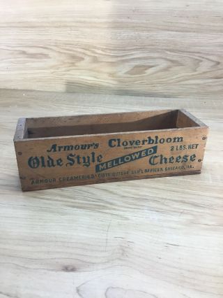 Vtg Wooden Armour Creameries Cloverbloom Process Cheese Box Colored American