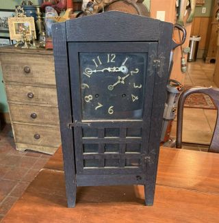 Antique Haven " San Mateo " Mission Arts & Crafts 8 - Day Oak Shelf Clock