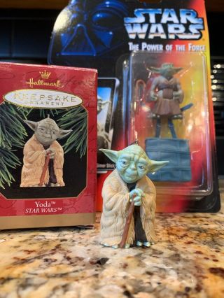 1997 Star Wars Yoda Hallmark Keepsake Ornament And Potf Figure