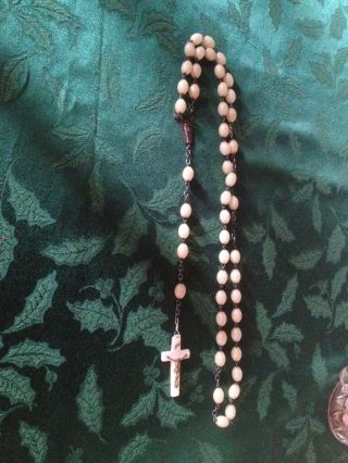50 ' s Vintage Rare Large Beaded Glow Rosary Christ 34 